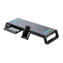 Monitor stand Riff T1 ICE Coorel with RGB lighting, 4× USB ports and mobile phone holder