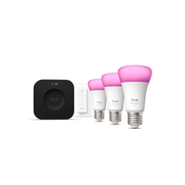Philips Hue Starter set: 3 smart E27 bulbs, dimmer switch, Hue Bridge Pro | E27 | White and colored light | 8720169374508