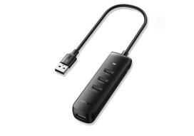 Adapteris Ugreen  4-in-1 USB HUB - 4x USB Type A 3.0 PD DC 12V 0.25m black (CM416 10915) Black