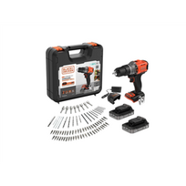 BLACK  and  DECKER 18V Impact Drill (with 2 x 18V 2.0Ah batteries with charge status indicator, 1A charger and 80 accessories) | BCD383D2XKA-QW | 2.0 Ah