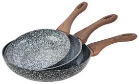 Gaminimo ir stalo įrankiai | Virtuvės indai // Keptuvės // Zestaw 3 patelni, aluminium szary marmurek śr.20/24/28cm, kinghoff z
