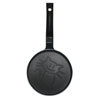 Gaminimo ir stalo įrankiai | Virtuvės indai // Keptuvės // Patelnia do naleśników, wzór kotek, aluminiowa, nieprzywierająca powłoka, czarna, śr.18 cm, klausberg, kb-7973