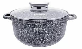 Gaminimo ir stalo įrankiai | Virtuvės indai // Katilai // Garnek z pokrywką, stal szary marmurek  śr.22cm 3,3l klausberg