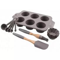 Gaminimo ir stalo įrankiai | Virtuvės indai // Stalo indai // Zestaw  do pieczenia muffinek, silikon, szary kassel