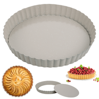 Gaminimo ir stalo įrankiai | Virtuvės indai // Stalo indai // Forma do tarty z wyjmowanym dnem śr.25 cm, stal węglowa, marmurkowa powłoka non-stick, beżowa, kinghoff, kh-1969