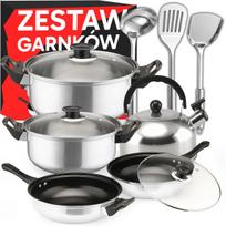 Gaminimo ir stalo įrankiai | Virtuvės indai // Stalo indai // Zestaw garnków akcesoriów kuchennych 11 el. gaz indukcja czajnik patelnia- or204