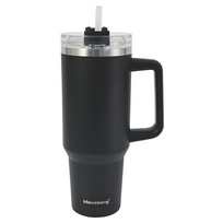 Gaminimo ir stalo įrankiai | Virtuvės indai // Kolbos ir terminiai produktai // Kubek termiczny ze słomką, czarny, 1100 ml, stal nierdzewna, klausberg, kb-7942