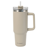 Gaminimo ir stalo įrankiai | Virtuvės indai // Kolbos ir terminiai produktai // Kubek termiczny ze słomką, beżowy, 1100 ml, stal nierdzewna, klausberg, kb-7944