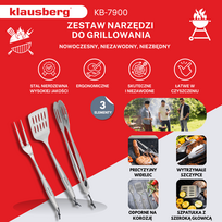 Zestaw do grillowania, 3 elementy, stal nierdzewna, klausberg, kb-7900