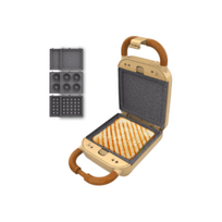 Cecotec Sandwich Maker | Rock'nToast Retro One Yellow Retro-style | 700 W | Number of plates 3 | Yellow | 1308