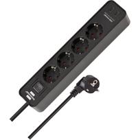 Brennenstuhl Ecolor power strip 4-way, 2x USB-C (black, 1.5 meter cable, USB-C, with safety switch)