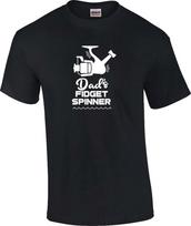 Funny Fishing Rod Reel T-Shirt Dad's Fidget Spinner Father's Day Tee L
