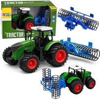 Žaidimų zona | PC | Konsolės | Priedai // Žaislai ir žaidimai vaikams // Traktor Rolniczy Farmerski Gospodarski z Wałem Uprawowym Zielony 1:24