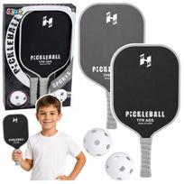 Žaidimų zona | PC | Konsolės | Priedai // Žaislai ir žaidimai vaikams // Zestaw Paletki Do Gry w Pickleballa Tenisa Badmintona 2 Piłki Czarno-Szare