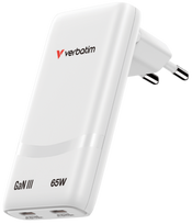 Charger Verbatim Fold n Go GaN 65W USB-C White