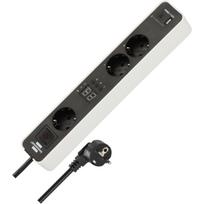 Brennenstuhl Ecolor 3-way power strip, 2x USB, with 3 countdown timers white/black, 1.5 meter cable, USB-A, USB-C, with safety switch
