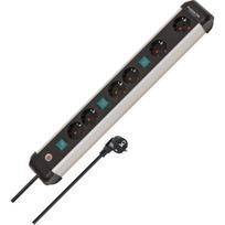 Brennenstuhl Premium-Alu-Line 6-way power strip, 3x 2-way switchable black/aluminium, 3 meter cable, with 3 safety switches