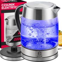 Produktai namams ir sodui // Virtuvės ir namų apyvokos prekės // Czajnik elektryczny bezprzewodowy duży 1.7l mocny 2200w led stal szkło - or1302