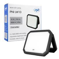 LW10 10W LED darbo lempa, nešiojama, įkraunama, su 2 × 18650 4000 mAh akumuliatoriais, 6500K, IP54