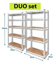 Ypatingas DUO: 2 vnt. transformuojamų metalinių stelažų (150x70x30 cm) | Cinkuoti
