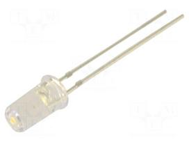 LED | white warm | 5mm | 50° | Front: flat | 2.9÷3.4VDC | Pitch: 2.54mm