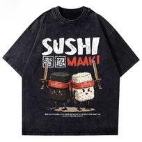 2026 Hot Sale Theduc Sushi and Sushi Printing Men Women Tshirt Cotton T-Shirts Loose T Shirt Crewneck Loose Tops Fashion Clothes Unisex Casual Tee L