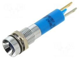 Indicator: LED | recessed | blue | 24VDC | 24VAC | Ø8mm | IP67 | connectors