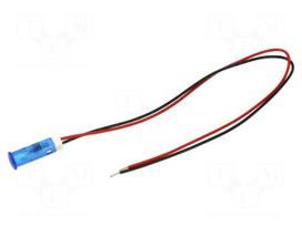 Indicator: LED | flat | blue | Ø6mm | QS | cables | 200mm | plastic | 12VDC