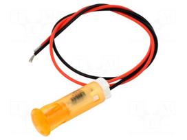 Indicator: LED | flat | orange | Ø8mm | QS | cables | 200mm | plastic | 12VDC