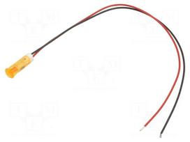 Indicator: LED | flat | orange | Ø6mm | QS | cables | 200mm | plastic | 12VDC