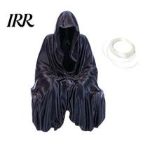 Spooky Halloween Statue Grim Reaper Statue, LED Light Up Black White Robe Figurine, Gothic Hanging Ornament for Home Party Decor