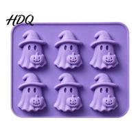 Non-stick Silicone Ghost Mold Ice Cube Mold 6 Cavity Tray 3D Flexible for Shape Maker Halloween Whisky Cocktails Creative Cocktail Molds violetinė