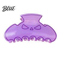 Ghost Face Hair Claw High Elasticity Spring Claw Translucent Jelly Texture Shark Clip Halloween Themed Clip Pumpkin-Bat Design Back Head for violetinė