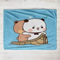 Bubu Dudu Panda Bear Flannel Throw Blanket Series Kids Blankets Sofa Decoration Bear and Pa blankets Cozy Soft Couple kids gift Size: 75*100cm, Weight: 230 GSM