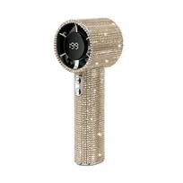 Portable Mini Fan Rhinestone LED Display Turbo High Speed Handheld Cooling Fan Quiet Operation Summer Travel Must-Have auksinė