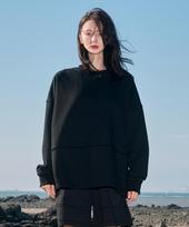 Monophobia Raw Cutting Line Cotton Sweatshirt Black Black/Free