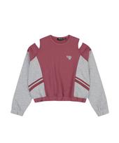 Golla W Track Block Sweat Cut-Off Top [Pink] Pink/Free