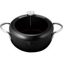 Wahei Freiz 22cm Iron Tempura Pot with Oil Splatter IH and Gas Double Prevention, Thermometer, Compatible, Handles, RB-2766 juoda