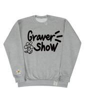 Graver [Unisex] Drawing Logo Flower Embroidery Sweatshirt_Gray Grey_Black Logo/S