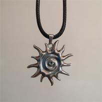 Punk Gothic Stainless Steel Metal Vortex Sun Pendant Thick Long Leather Rope Necklace For Men Women Grunge Accessories