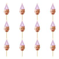 6/12pcs Custom Birthday Party Face Photo Cake Toppers with Age Numbers Birthday Hat Pattern Cake Decor Kids Birthday Party Decor 6pcs