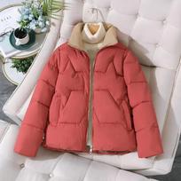 Women's Thickened Short Cotton Jacket M plytų raudona spalva