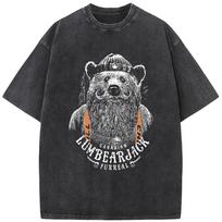 Bear Furreal Printed Stylish T-Shirt Hip Hop Streetwear Men Washed T-shirts Men Women Casual Fashion Oversized T-shirt S įvairiaspalvis