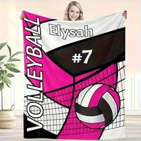 Volleyball Flannel Blanket - Text Soft Machine Washable | All-Season Throw for Boys Girls Adults Home Travel Size: 75*100cm, Weight: 230 GSM