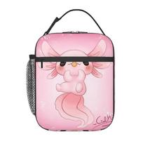 Cute Exotic Salamander Animal Axolotls Insulated Lunch Tote Bag Resuable Thermal Cooler Food Lunch Box Outdoor Camping Travel One Size