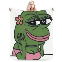 Soft BlanketKids Adult Airplane Travel Sad P-Pepe Frog Meme Throw Blanket Flannel Bedspread For Living Room Funny Sofa Bed Cover Size: 75*100cm, Weight: 230 GSM