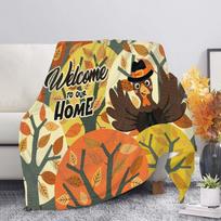 Harvest Autumn Throw Blanket Pumpkin Farmhouse Fallen Leaves Blanket Cozy Soft Lightweight Flannel Plush Blankets for Bed Couch Size: 75*100cm, Weight: 230 GSM