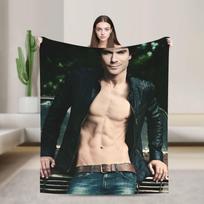 The Vampire Diaries Damon salvatore Blanket Picnic Flannel Throw Blanket For Couch Chair Super Soft Custom Quality Bedspread Size: 75*100cm, Weight: 230 GSM