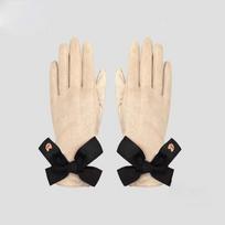 Plush Women Anti-cold Mittens Soft Windproof Finger Mittens Thickened Suede Gloves  Skiing abrikosas