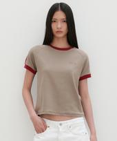 Rock Cake Contrast Ringer Top - Brown Brown/S
